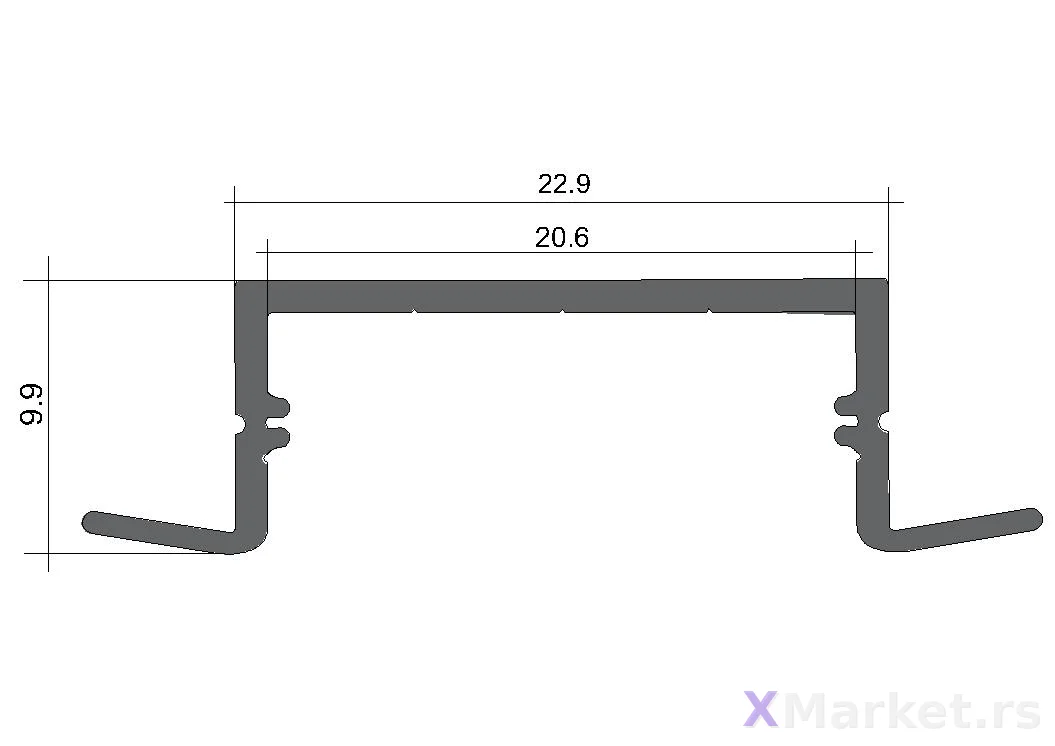 Aluminijumski LED profili — LED 04 široki ugradni L2m i 3m - 2