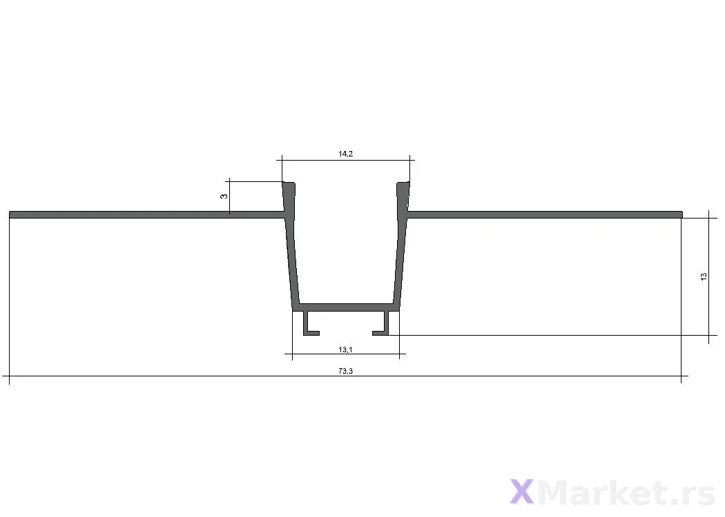 Aluminijumski LED profili — LED 09 za gips ravni L2,7m - 2